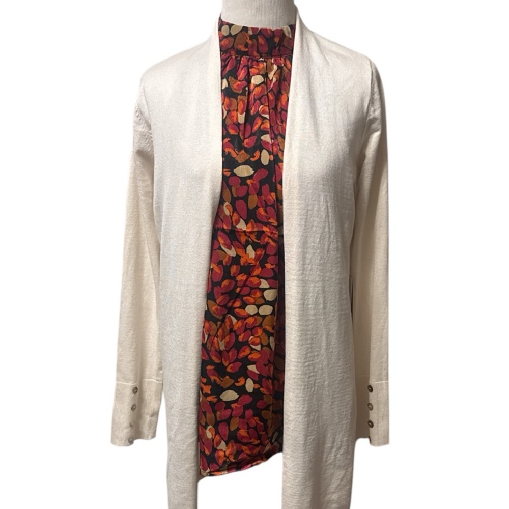 Cream longer length Cardigan with buttons on wrists, new